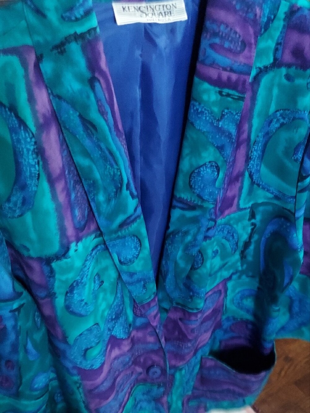 5 for $10 M&M Womens Teal & Purple Abstract Blazer Jacket - Picture 8 of 8